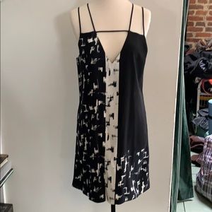 Parker black and white silk dress